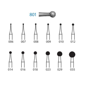 801.314.035  KOMET FRESA DIAMANTE BOLA TURBINA ø 035 GRANO ESTANDAR 5 ud.