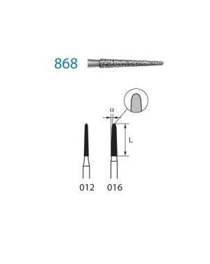 868.314.016  KOMET FRESA DIAMANTE CONICA REDONDEADA TURBINA ø 016 GRANO ESTANDAR 5 ud.