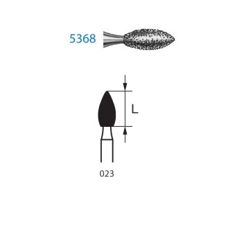 5368.314.023  KOMET FRESA DIAMANTE BALON RUGBY TURBINA ø 023 GRANO SUPER GRUESO 5 ud.