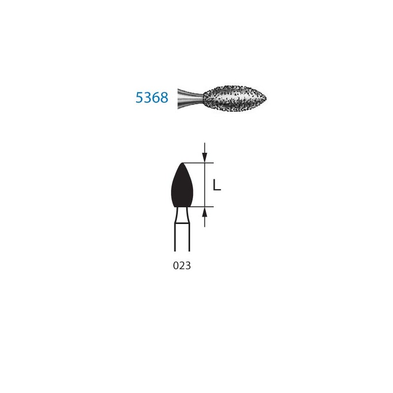 5368.314.023  KOMET FRESA DIAMANTE BALON RUGBY TURBINA ø 023 GRANO SUPER GRUESO 5 ud.