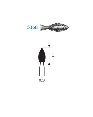 5368.314.023  KOMET FRESA DIAMANTE BALON RUGBY TURBINA ø 023 GRANO SUPER GRUESO 5 ud.