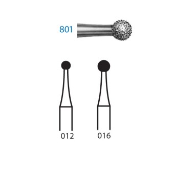 801.315.012  KOMET FRESA DIAMANTE BOLA TURBINA LARGO ø 012 GRANO ESTANDAR 5 ud.