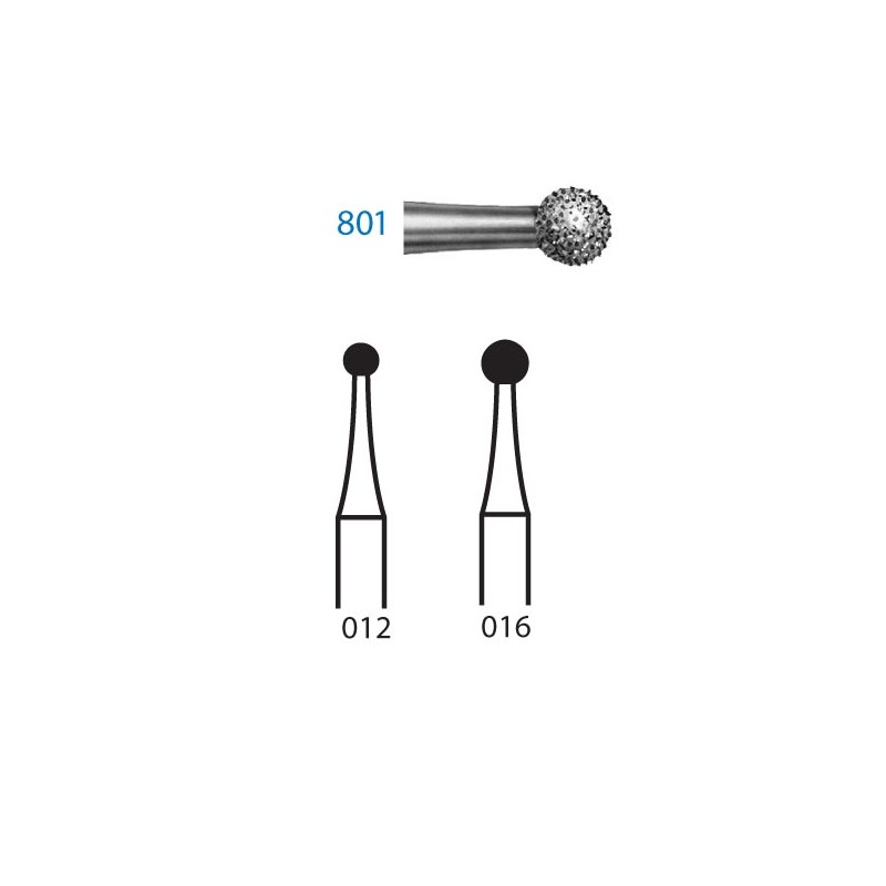 801.315.012  KOMET FRESA DIAMANTE BOLA TURBINA LARGO ø 012 GRANO ESTANDAR 5 ud.