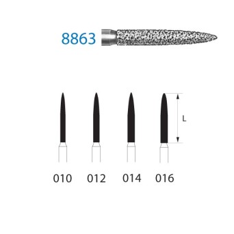 8863.314.016  KOMET FRESA DIAMANTE LLAMA TURBINA ø 016 GRANO FINO 5 ud.