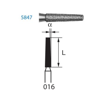 5847.314.016  KOMET FRESA DIAMANTE CONICA TURBINA ø 016 GRANO SUPER GRUESO 5 ud.