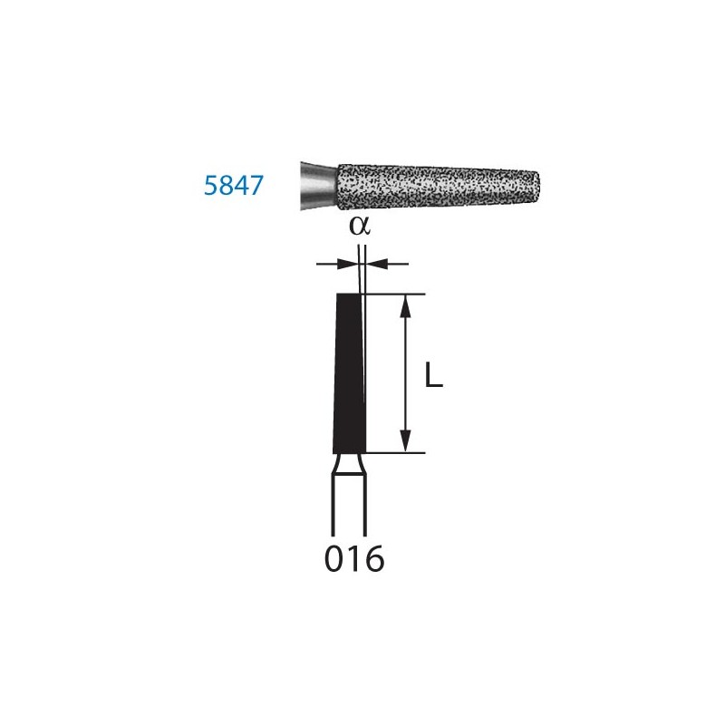 5847.314.016  KOMET FRESA DIAMANTE CONICA TURBINA ø 016 GRANO SUPER GRUESO 5 ud.