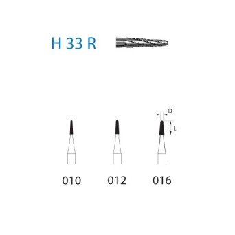 H33R.314.016  KOMET FRESA C. TUNGSTENO CONICA REDONDEADA TURBINA ø 016  5 ud.