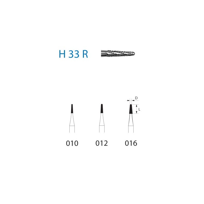 H33R.314.016  KOMET FRESA C. TUNGSTENO CONICA REDONDEADA TURBINA ø 016  5 ud.