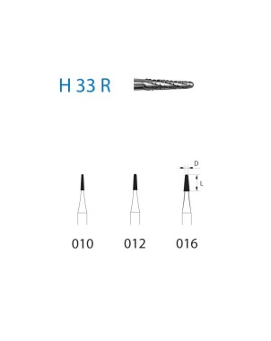H33R.314.016  KOMET FRESA C. TUNGSTENO CONICA REDONDEADA TURBINA ø 016  5 ud.
