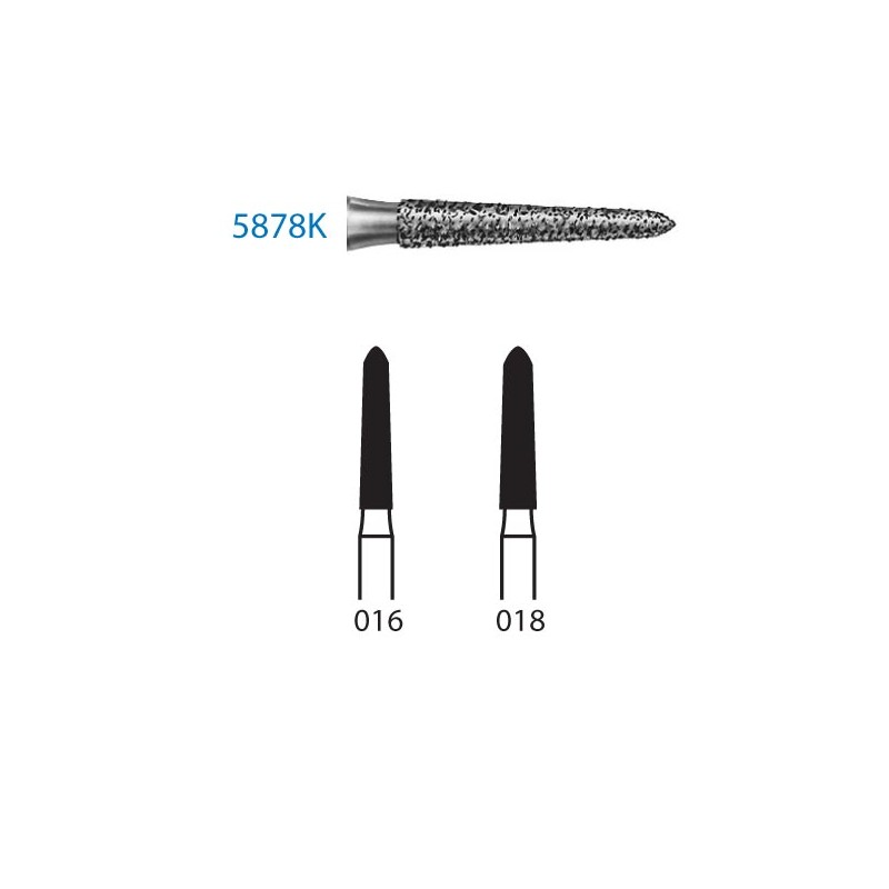 5878K.314.016  KOMET FRESA DIAMANTE TORPEDO CONICA TURBINA ø 016 GRANO SUPER GRUESO 5 ud.
