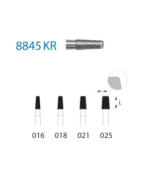 8845KR.314.025  KOMET FRESA DIAMANTE CONICA BORDE REDONDEADO TURBINA ø 025 GRANO FINO 5 ud.