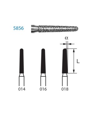 5856.314.014  KOMET FRESA DIAMANTE CONICA REDONDEADA TURBINA ø 014 GRANO SUPER GRUESO 5 ud.