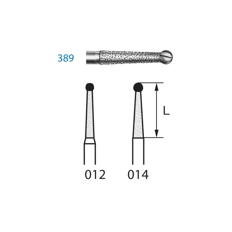 389.316.012  KOMET FRESA DIAMANTE CONICA REDONDEADA TURBINA XLARGO ø 012 GRANO ESTANDAR 5 ud.