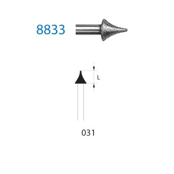 8833.314.031  KOMET FRESA DIAMANTE FORMAS ESPECIALES TURBINA ø 031 GRANO FINO 5 ud.