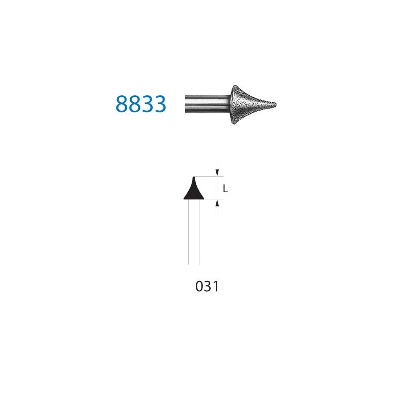 8833.314.031  KOMET FRESA DIAMANTE FORMAS ESPECIALES TURBINA ø 031 GRANO FINO 5 ud.