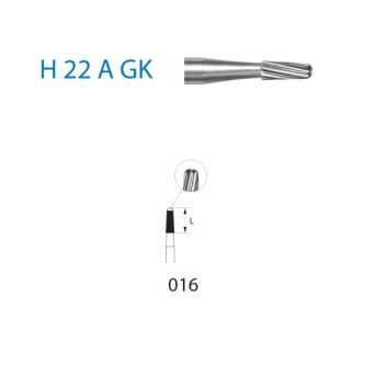 H22AGK.314.016  KOMET FRESA C. TUNGSTENO CONICA REDONDEADA TURBINA ø 016  5 ud.