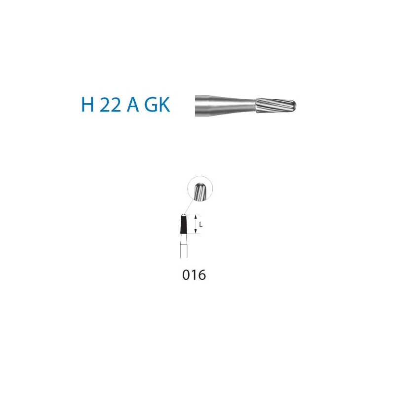 H22AGK.314.016  KOMET FRESA C. TUNGSTENO CONICA REDONDEADA TURBINA ø 016  5 ud.