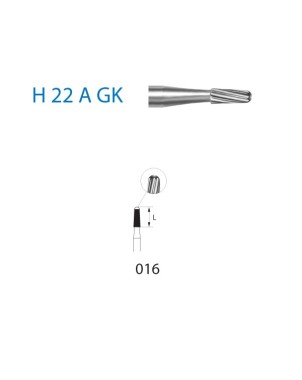 H22AGK.314.016  KOMET FRESA C. TUNGSTENO CONICA REDONDEADA TURBINA ø 016  5 ud.