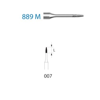 889M.314.007  KOMET FRESA DIAMANTE LLAMA TURBINA ø 007 GRANO ESTANDAR 5 ud.