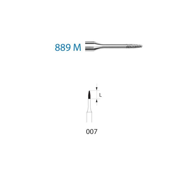 889M.314.007  KOMET FRESA DIAMANTE LLAMA TURBINA ø 007 GRANO ESTANDAR 5 ud.