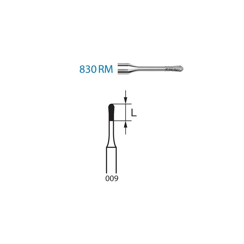830RM.314.009  KOMET FRESA DIAMANTE PERA TURBINA ø 009 GRANO ESTANDAR 5 ud.