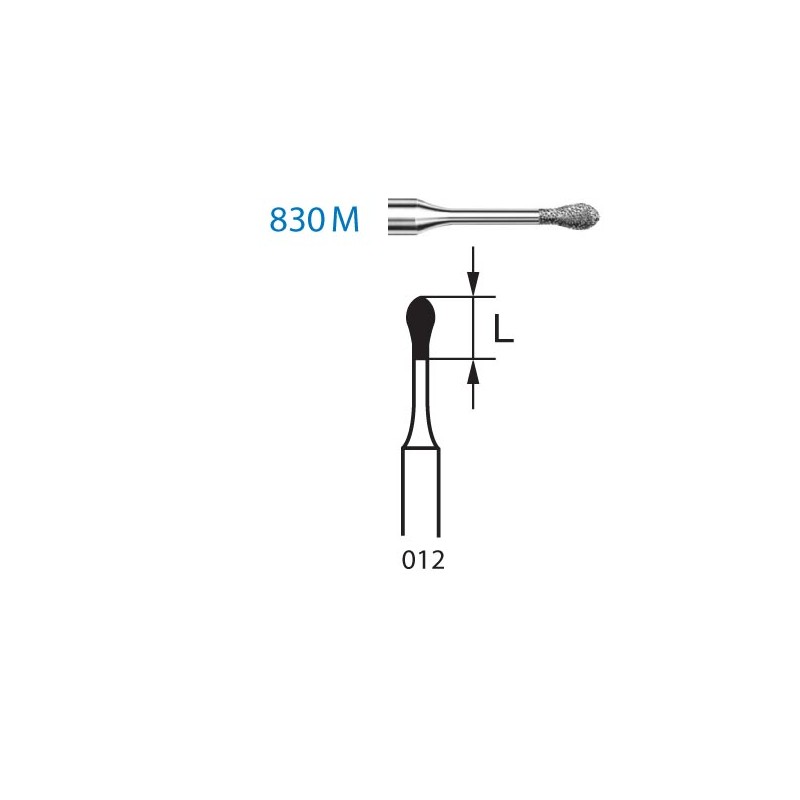 830M.314.012  KOMET FRESA DIAMANTE PERA TURBINA ø 012 GRANO ESTANDAR 5 ud.