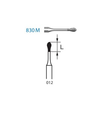 830M.314.012  KOMET FRESA DIAMANTE PERA TURBINA ø 012 GRANO ESTANDAR 5 ud.