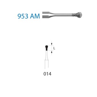 953AM.314.014  KOMET FRESA DIAMANTE PERA TURBINA ø 014 GRANO ESTANDAR 5 ud.