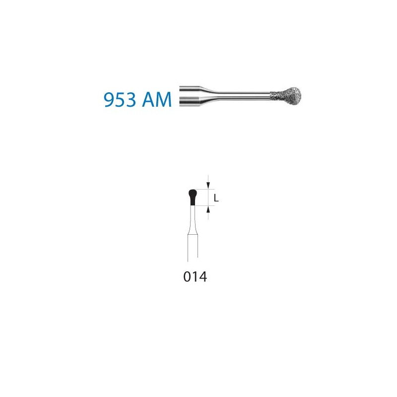 953AM.314.014  KOMET FRESA DIAMANTE PERA TURBINA ø 014 GRANO ESTANDAR 5 ud.