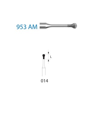 953AM.314.014  KOMET FRESA DIAMANTE PERA TURBINA ø 014 GRANO ESTANDAR 5 ud.