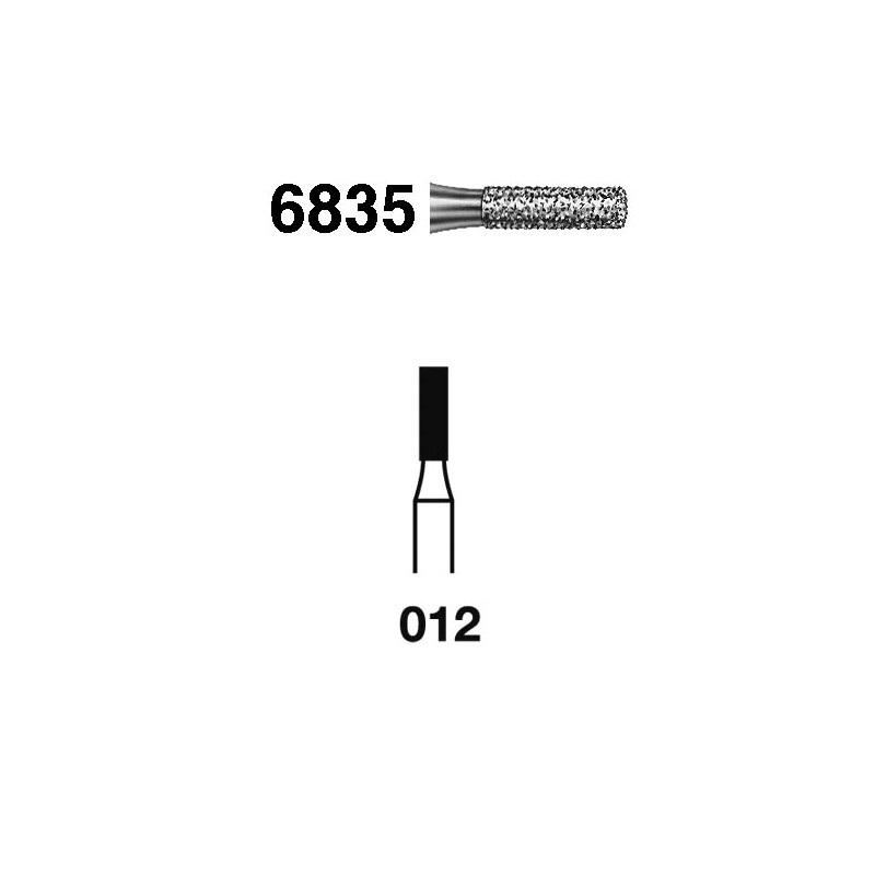 6835.313.012  KOMET FRESA DIAMANTE CILINDRICA TURBINA CORTO ø 012 GRANO GRUESO 5 ud.