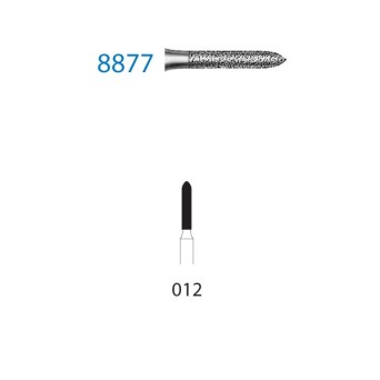 8877.313.012  KOMET FRESA DIAMANTE TORPEDO TURBINA CORTO ø 012 GRANO FINO 5 ud.