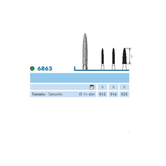 6863.104.016 KOMET FRESA DIAMANTE LLAMA PIEZA DE MANO ø 016 - 5uds