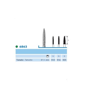 6863.104.016 KOMET FRESA DIAMANTE LLAMA PIEZA DE MANO ø 016 - 5uds