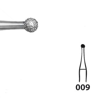 801.104.009 KOMET FRESA DIAMANTE REDONDA PIEZA DE MANO ø 009 - 5uds