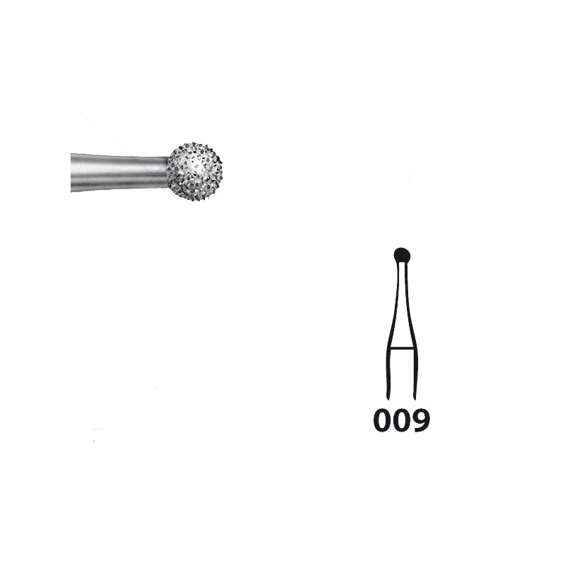 801.104.009 KOMET FRESA DIAMANTE REDONDA PIEZA DE MANO ø 009 - 5uds