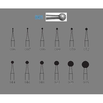 801.314.007  KOMET FRESA DIAMANTE BOLA TURBINA ø 007 GRANO ESTANDAR 5 ud.