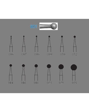801.314.007  KOMET FRESA DIAMANTE BOLA TURBINA ø 007 GRANO ESTANDAR 5 ud.