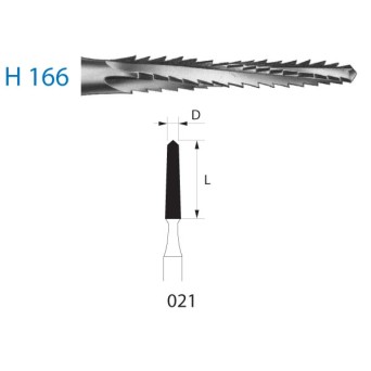 H166.205.021  KOMET FRESA C. TUNGSTENO CONICA CONTRAANGULO LARGO ø 021  1 ud.