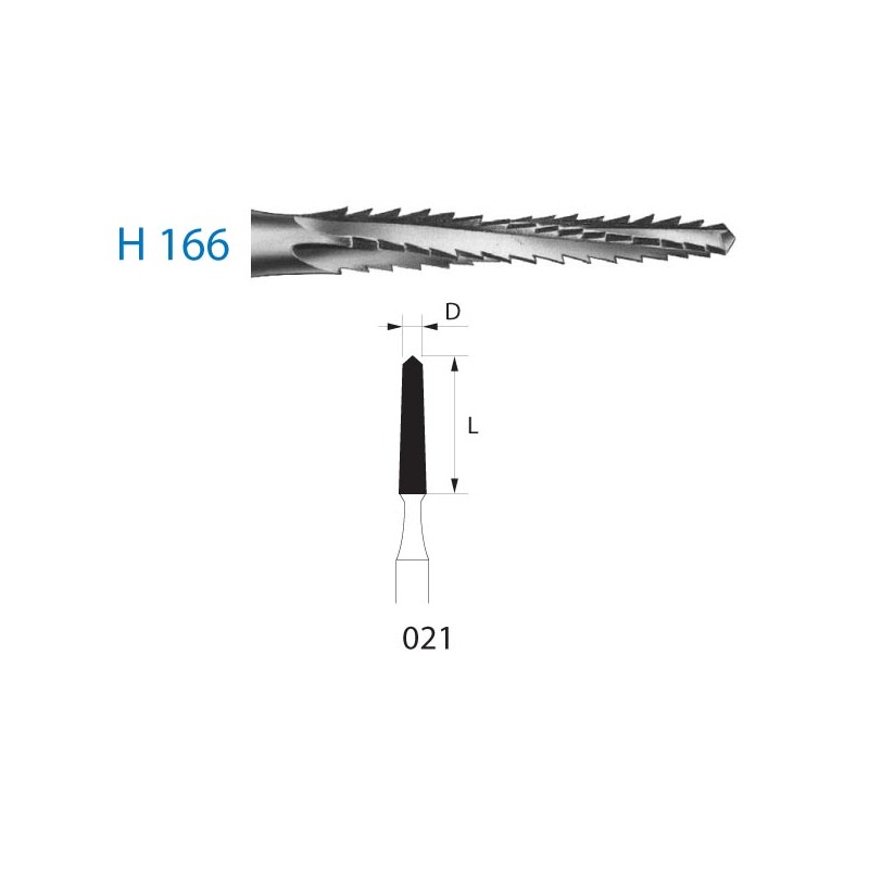 H166.205.021  KOMET FRESA C. TUNGSTENO CONICA CONTRAANGULO LARGO ø 021  1 ud.
