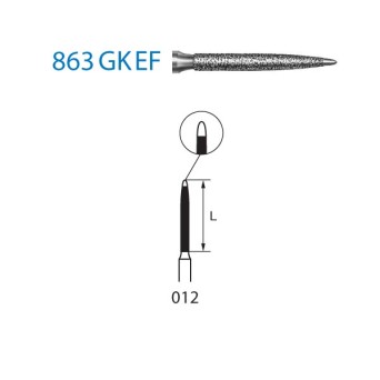 863GKEF.314.012  KOMET FRESA DIAMANTE LLAMA TURBINA ø 012 GRANO EXTRA FINO 5 ud.