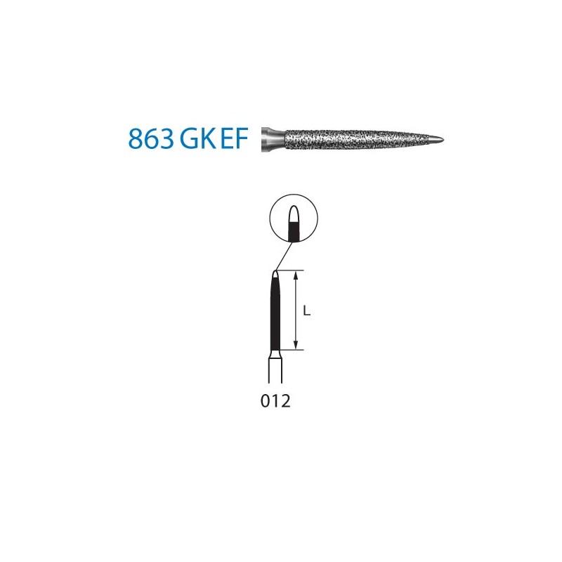 863GKEF.314.012  KOMET FRESA DIAMANTE LLAMA TURBINA ø 012 GRANO EXTRA FINO 5 ud.