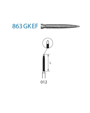 863GKEF.314.012  KOMET FRESA DIAMANTE LLAMA TURBINA ø 012 GRANO EXTRA FINO 5 ud.