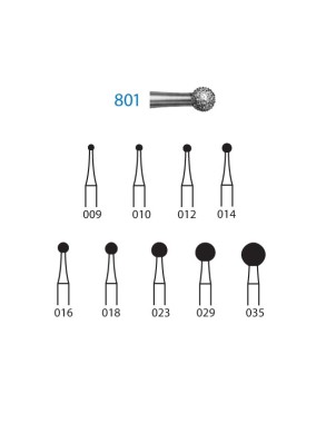 801.204.029  KOMET FRESA DIAMANTE BOLA CONTRAANGULO ø 029 GRANO ESTANDAR 5 ud.