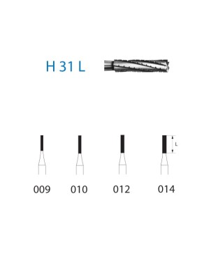 H31L.314.012  KOMET FRESA C. TUNGSTENO CILINDRICA LARGA TURBINA ø 012  5 ud.
