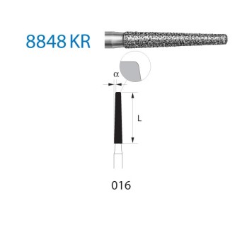 8848KR.314.016  KOMET FRESA DIAMANTE CONICA BORDE REDONDEADO TURBINA ø 016 GRANO FINO 5 ud.