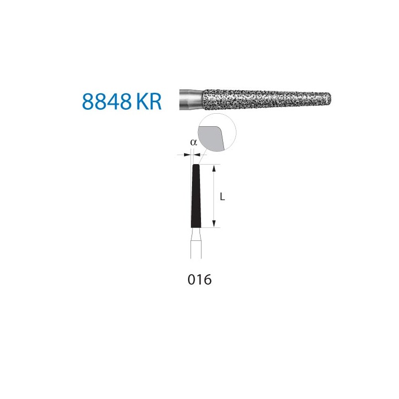 8848KR.314.016  KOMET FRESA DIAMANTE CONICA BORDE REDONDEADO TURBINA ø 016 GRANO FINO 5 ud.