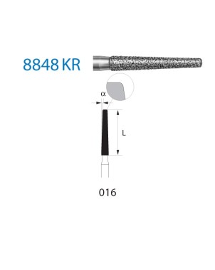 8848KR.314.016  KOMET FRESA DIAMANTE CONICA BORDE REDONDEADO TURBINA ø 016 GRANO FINO 5 ud.
