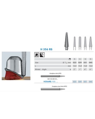 H356RS.103.023 KOMET FRESA C. TUNGSTENO CONICA REDONDEADA PIEZA DE MANO CORTO ø 023 - 1uds