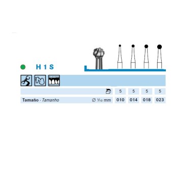 H1S.104.023 KOMET FRESA C. TUNGSTENO REDONDA PIEZA DE MANO ø 023 - 5uds